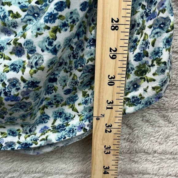 Cottagecore Floral Ruched Top Ditzy Print Puff Sleeve Large Square Neckline - Picture 10 of 15